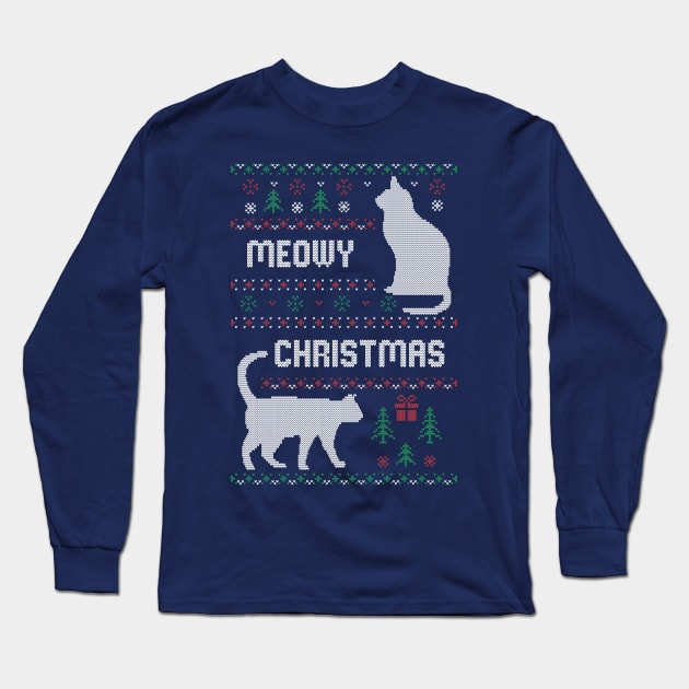 Meowy Christmas Sweater Long Sleeve T-Shirt by gnotorious